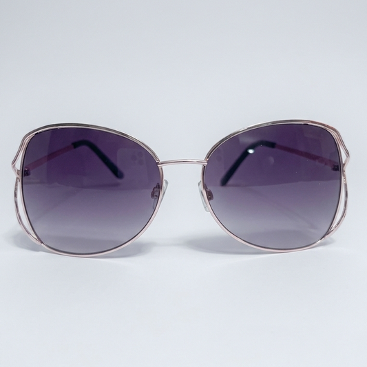 Sunglasses with gradient black lenses on a white background