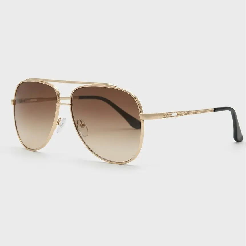 Sunglasses with brown gradient lenses on a white background